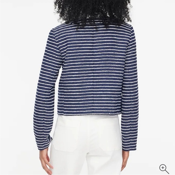 NWT J Crew Tweed Lady Jacket Antique Navy Ivory Stripe $228 size 14 gold button - Picture 12 of 12